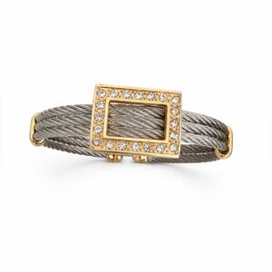 Luxury Cable Cuff Bracelet – Silver-Tone with Gold-Tone Accents